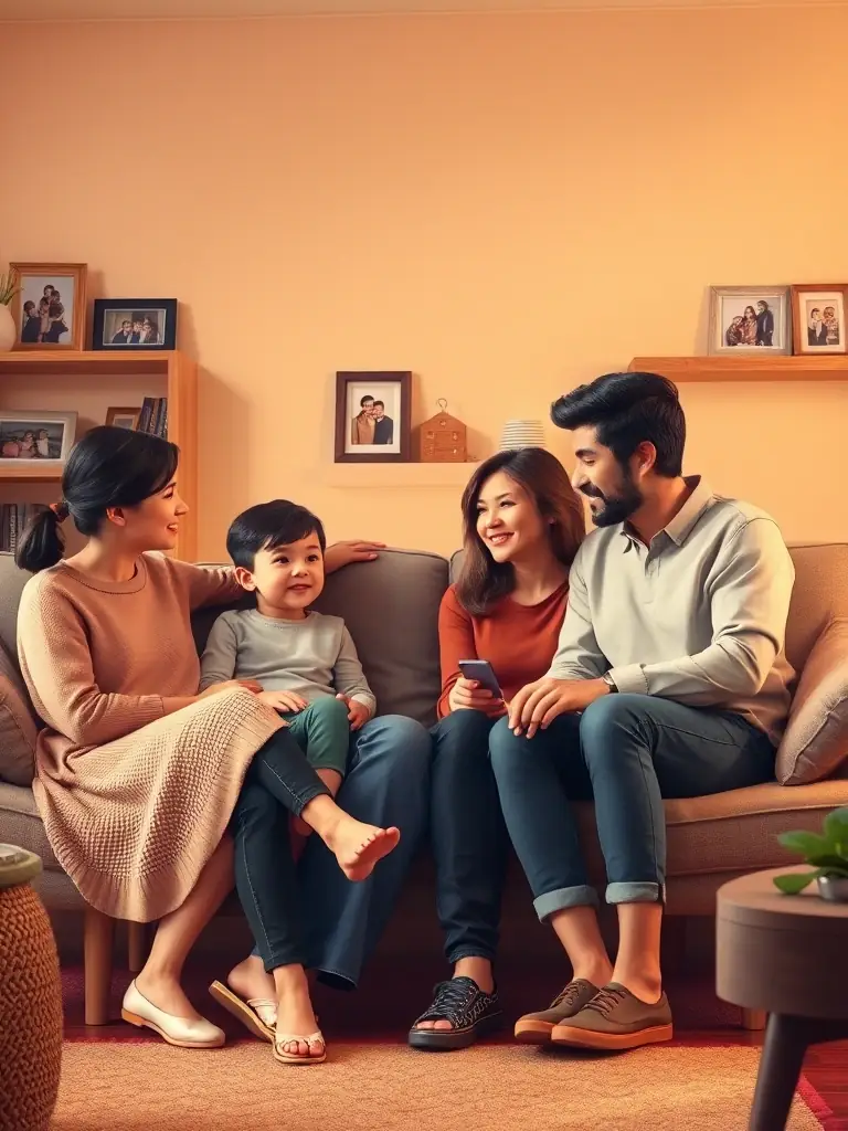 A social worker providing support to a family, addressing their needs and connecting them with resources, in a warm and supportive setting, representing Wraparound Services.